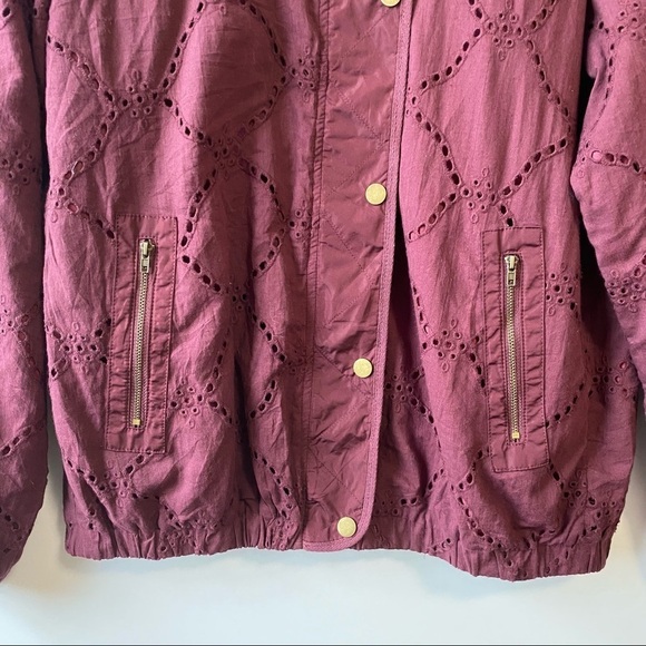 LISTICLE Maroon Eyelet Bomber Jacket! Large - Picture 3 of 8